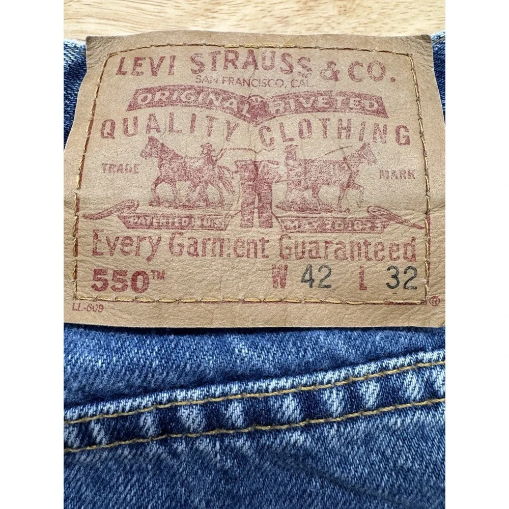 Levi's‎ 550 Jeans Vintage Y2K Relaxed Fit Thrashed Distressed Denim 42X32 *SEE